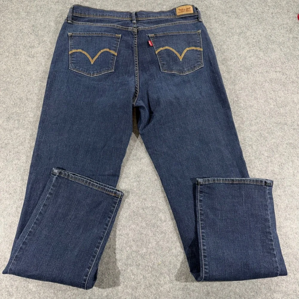 Levis 512 Perfectly Slimming Straight Leg Jeans Womens Dark Wash Denim Blue